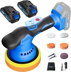 【FathersDayGift】AZZUNO Cordless Car Buffer Polisher 21V – 6" Orbital Car Buffer Waxer Kit with 2 Batteries, 6-Speed DA Polisher for Car Detailing, Waxing & Scratch Removal