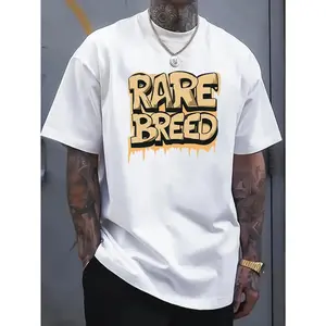 Unisex "Rare Breed" Graffiti T-Shirt Oversized Drippy Streetwear Design Soft Cotton Short Sleeve Crew Neck Top Hip-Hop Self-Identity Tee