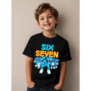 67 Seventy-Six 6-7 Italian Brain Rot Math Joke T-Shirt - Funny Number 67 Meme Print Short Sleeve Casual Top with joyful Face and Seventy-Six Design, Perfect for Parties and Daily Wear