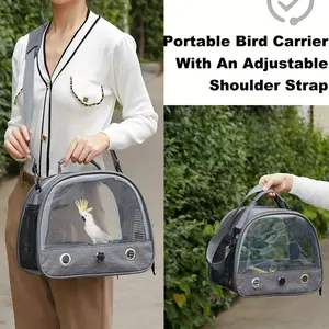 Mini Bird Transport Cage, Foldable Small Bird Travel Case, Suitable for Parrots, Cockatiels, Pet Doctor Trips, Includes Perch and Cushion
