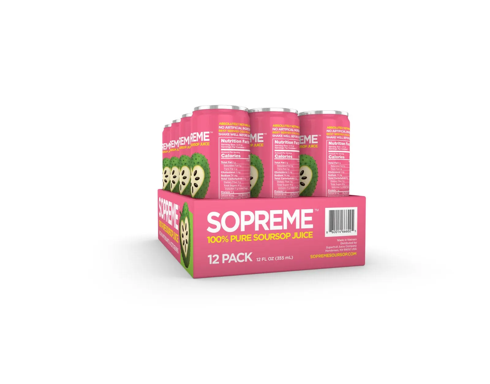 SOPREME™ 100% Pure Soursop Juice – 12 Pack Tray (12oz Cans) SOPREME™ 100% Pure Soursop Juice – 12 Pack Tray (12oz Cans)
