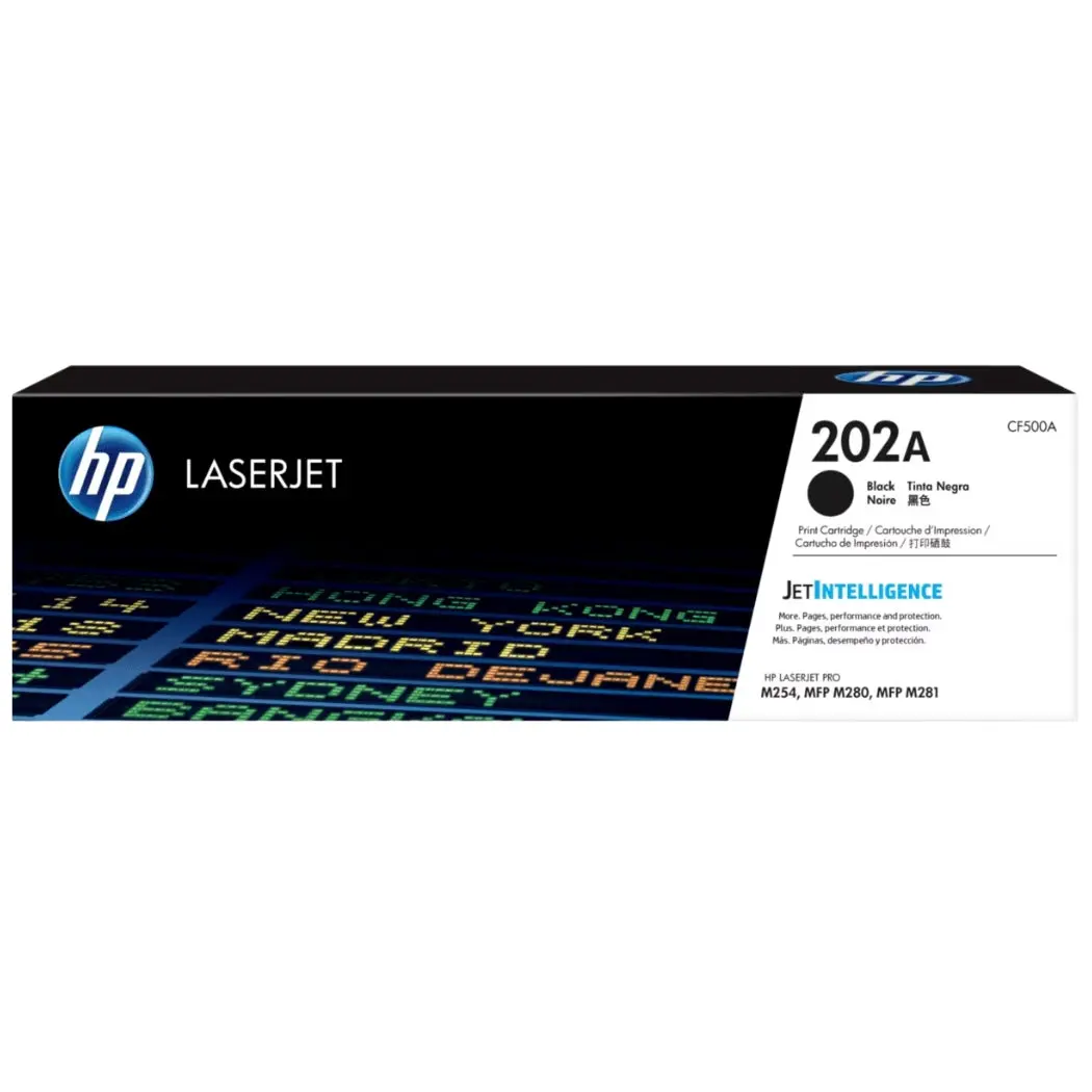 Original HP 202A Standard Yield Black Toner Cartridge, CF500A