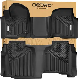 YITAMOTOR Floor Mats Fit for 2019-2024 Chevrolet Silverado/GMC Sierra 1500 & 2020-2024 Chevrolet Silverado/GMC Sierra 2500HD/3500HD Double Cab Bench, NO Rear Underseat Storage Box Custom 2 Row Floor Liner Set