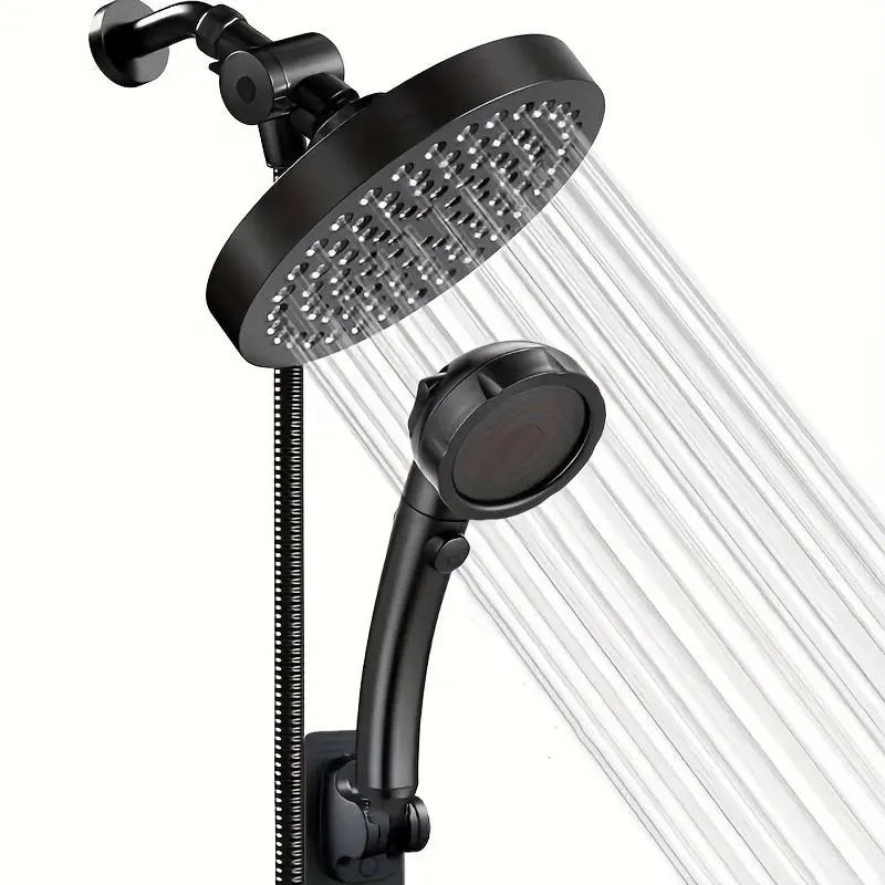 6 Inch High Pressure Shower Head Set, High Pressure Handheld Waterfall Shower Head, Adjustable Rain Shower Head with 60 Inch Hose, Wall Mounted Showerhead, Handheld Shower Combo, Rainfall Shower Head, High Flow Shower Head