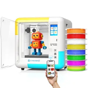 AOSEED X-MAKER AI 3D Printer for Kids and Beginners, Fully Assembled Mini Printer, App Control, Auto Leveling, Quiet Operation, 8 PLA Filaments Included