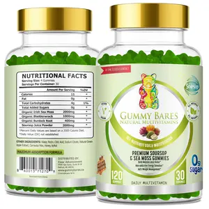 Sea Moss & Soursop Gummies - Organic Irish Sea Moss, Sour SOP Multivitamin, Soursop Bitters, Seamoss & Sea Grapes | Vegan, Sugar-Free (120 ct) | Gummy Bares