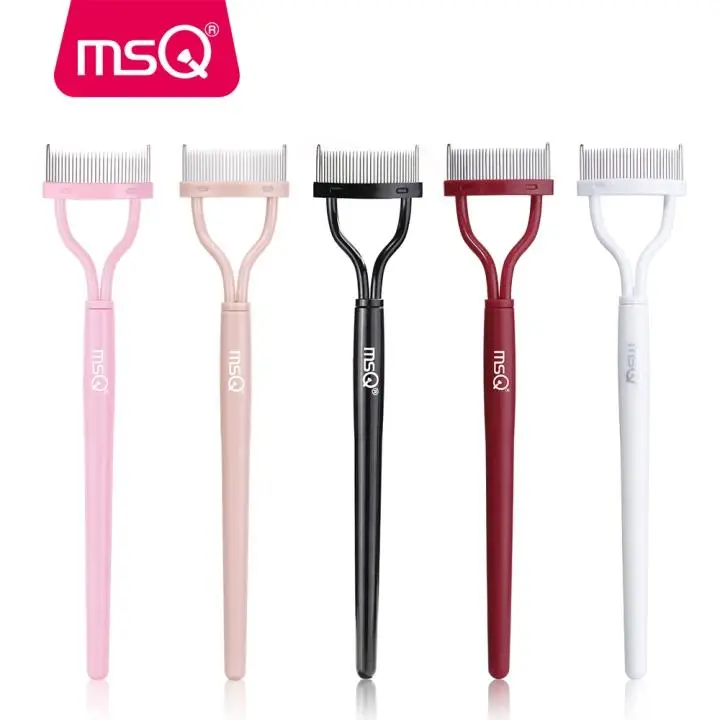 MSQ Stainless Steel Eyelash Comb and Separator Arc Design Mascara Applicator and Definer Tool with Cover for Flawless Lashes 1PC Makeup Cosmetic