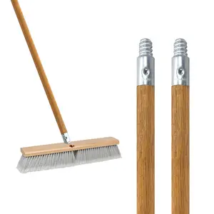 Replacement Wood Broom Handle With Threaded Metal Tip and Lacquered for Floor Cleaning Sweeping for Industrial Use