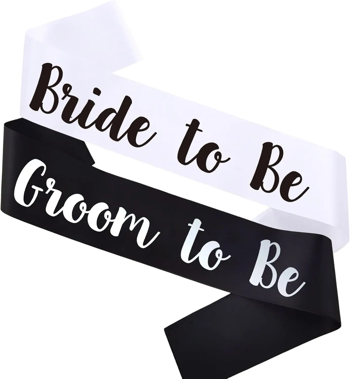 2 PCS Bride to Be and Groom to Be Sash, Black & White Bachelorette Sashes for Bridal Shower Bachelorette Party Engagement Gifts