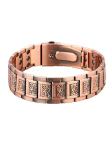 Men's Magnetic Copper Bracelet with 3x Strength Magnet, Adjustable Size, Advanced Foldable Clasp, Health Gift, All Seasons, Durability