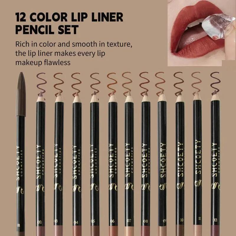 12 Color Lip Pencil Matte Lip Liner PencilSmooth Color lipstick Pen Durable PigmentLip Makeup Cosmetics,Valentine's Day Gift,Makeup Products,Lip Stain, Lip Crayon, Lipliner Eyeliner Lightweight freckle pen