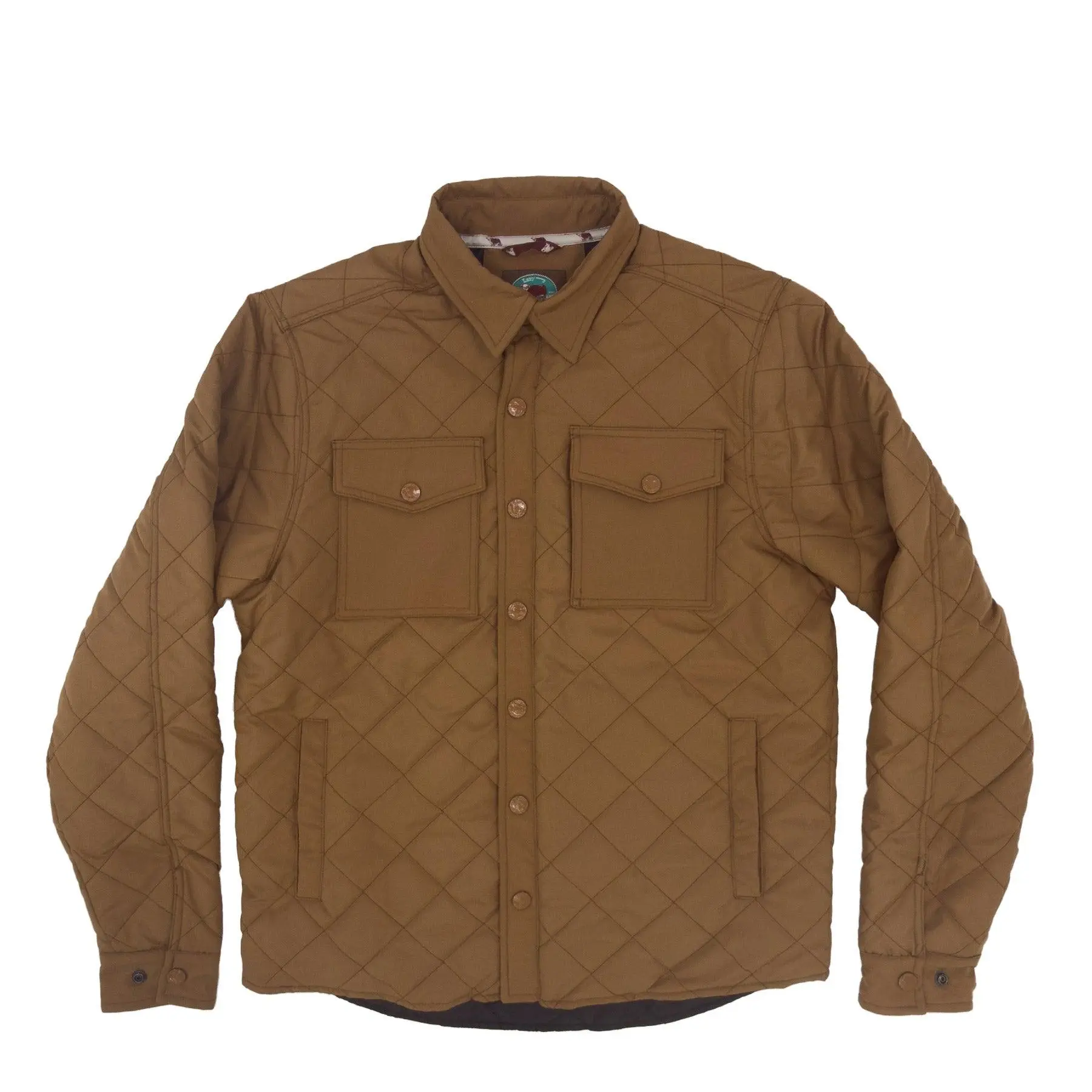 Menswear Lazy J Quilted Poly Jacket - Coyote Brown, Mens Casual Top with Pockets, Warm Coat