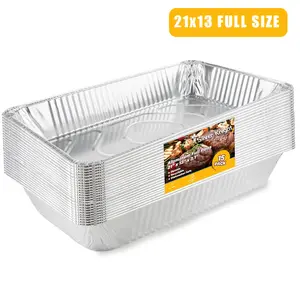10/15Pcs Large 21x13x3 Aluminum Pans With Lids Full Size Deep Foil Disposable Durable Large Steam Table Pans For Baking Serving, Chafing Trays For Caterers, Bakeware