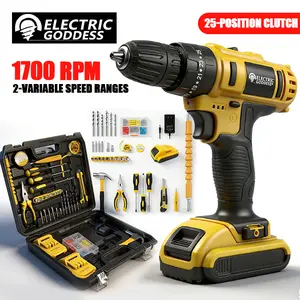 10mm Mini Compact Cordless Drill Driver Combo Kit 2‑Speed Power Screwdriver Compatible with DeWalt 20V Batteries Portable Drilling Tool for Woodworking Household DIY & Home Improvement Projects