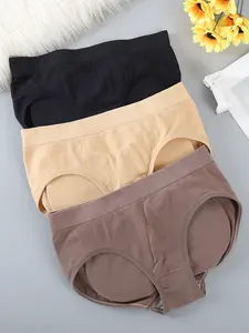 3pcs Women Sponge Padded Abundant Buttocks Pants Lady Push Up Middle Waist Panties Briefs Underwear Fake Ass Butt Lifter Hip