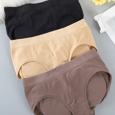 Women's 3pcs(apricot+black+brown) Polyamide High-Waisted Briefs - Sponge-Padded Butt-Lifter Push-Up Shaping, Expandable Plain Underwear for Retro Wedding Hip Enhancement, Halloween, Fantasy Events