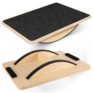 Wooden Balance Board for Adults, Sensory & Rehabilitation Training Board, Core Strength Trainer, Wooden Rocker Board. Ideal for leg exercises and core training, suitable for standing desk use.