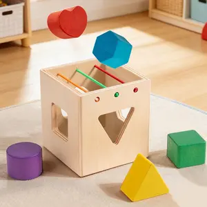 Classic Montessori Shape Sorting Box Toy, Five Shapes Large Grains, Shape Sorting + Plugs, Gift for Boys Girls Ages 2-4, Shape Sorter