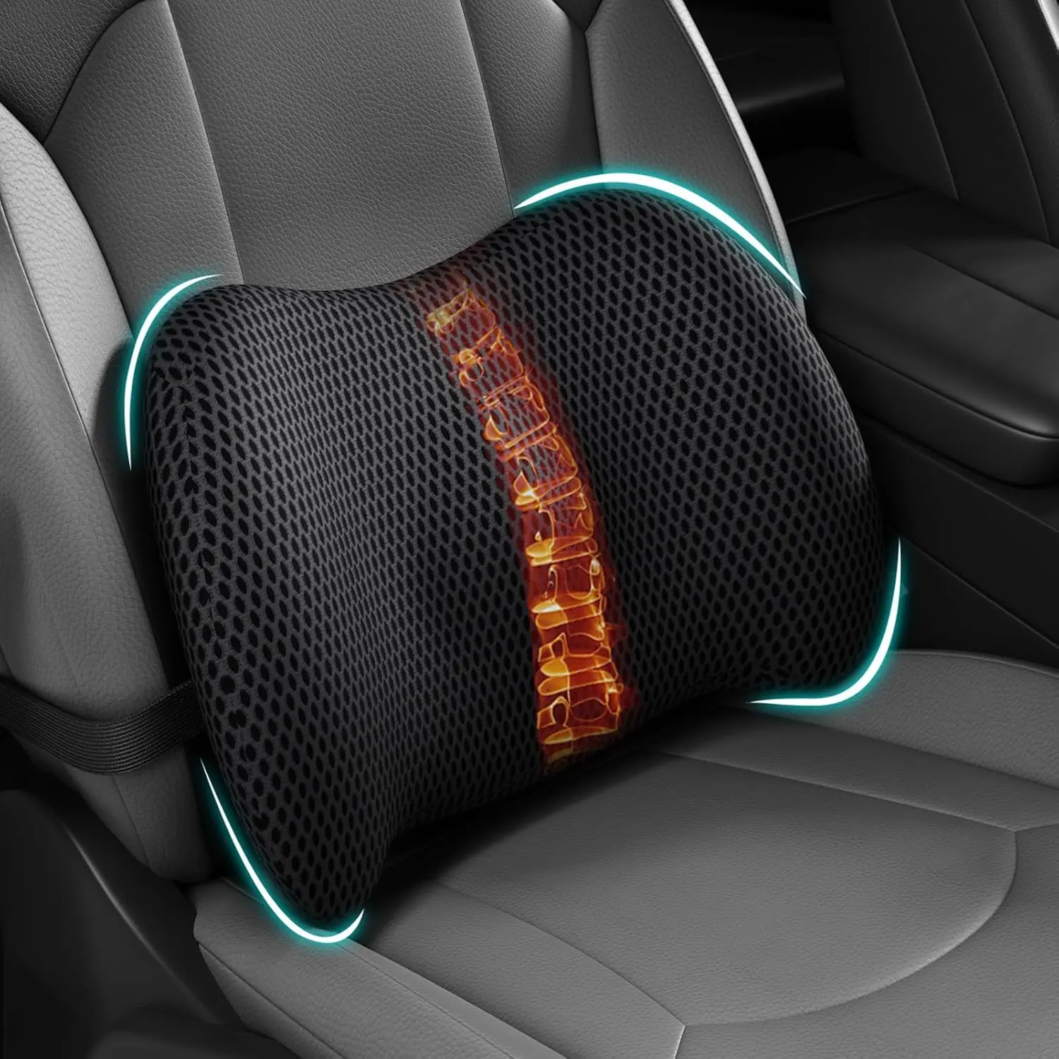 Lumbar Support Pillow for Car Memory Foam Car Back Cushion Adjustable Strap Ergonomic Lower Back Pain Relief for Driving Office Chair Wheelchair Desk Seat