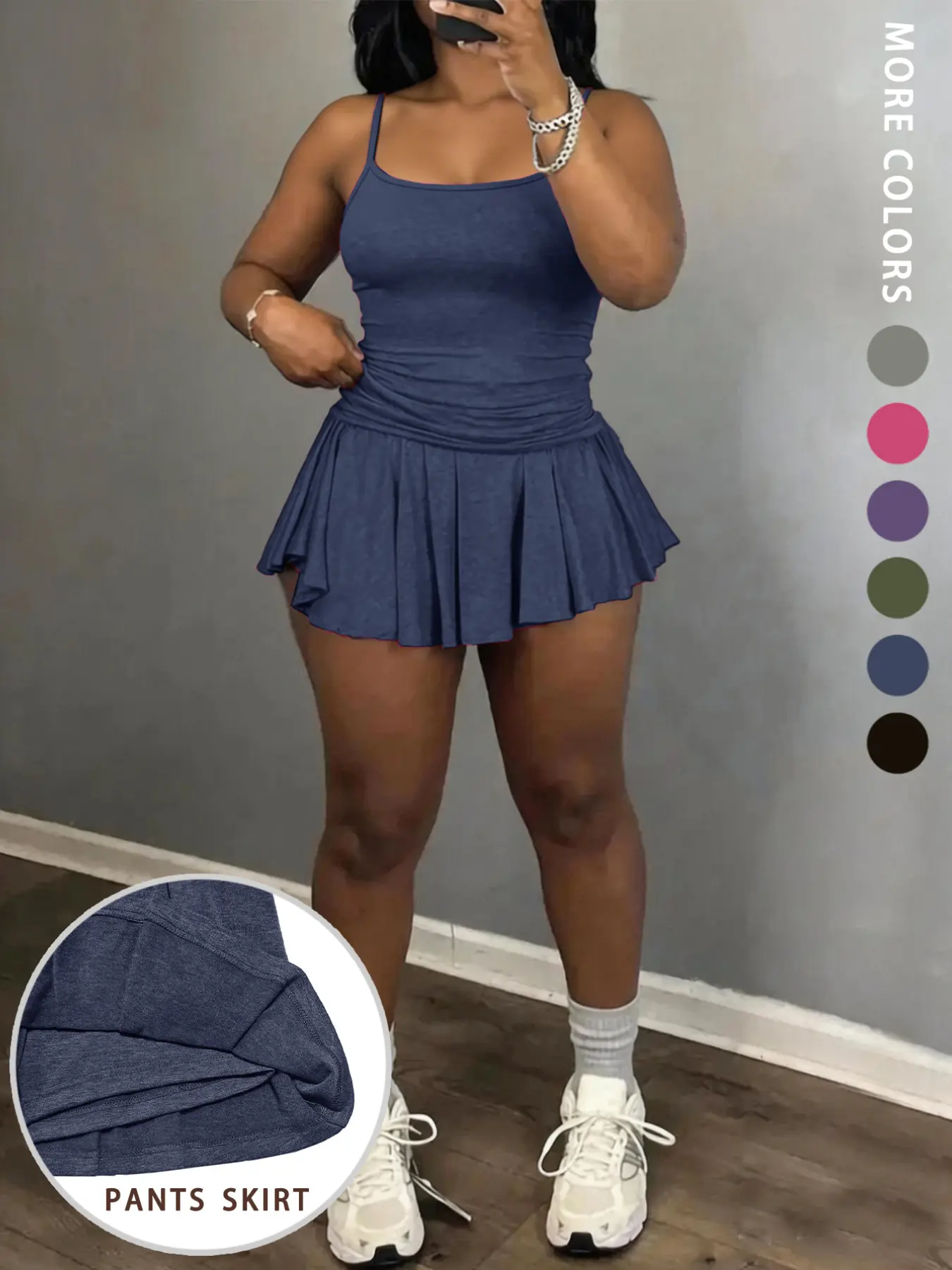 Women's Sporty Short Skirt Set, Tank Top + Pleated Skirt Design, High Waist Slimming Belly Control, Long Leg, Gym Yoga Running Casual Wear, Workout Running Outfits, Athleisure Wear Set, Active Wear