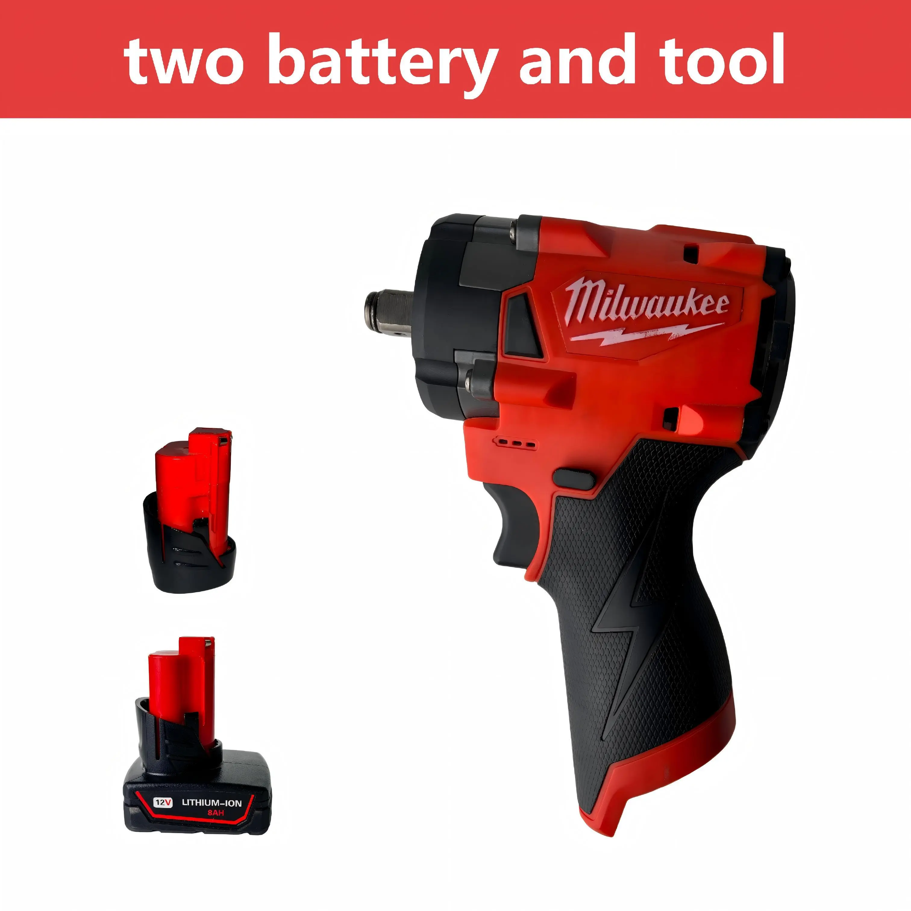 Milwaukee M12 Series Cordless High Torque Impact Wrench Kit - 300Nm Torque, 1/2" Drive, Brushless Motor, 4-Modes Control, 8.0Ah REDLITHIUM Battery, Single Charger, Compact Design, for Auto Repairs, DIY Maintenance (Cordless Power Tools)