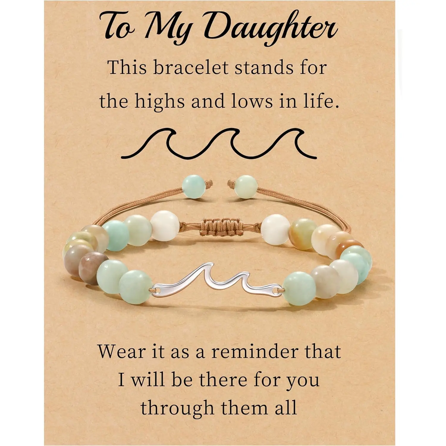 Wave Bracelet Inspirational Gifts Natural Stone Beaded Bracelets Life Is Tough Cheer Up Spiritual Thoughtful Get Well Gift Birthday Summer Beach Jewelry