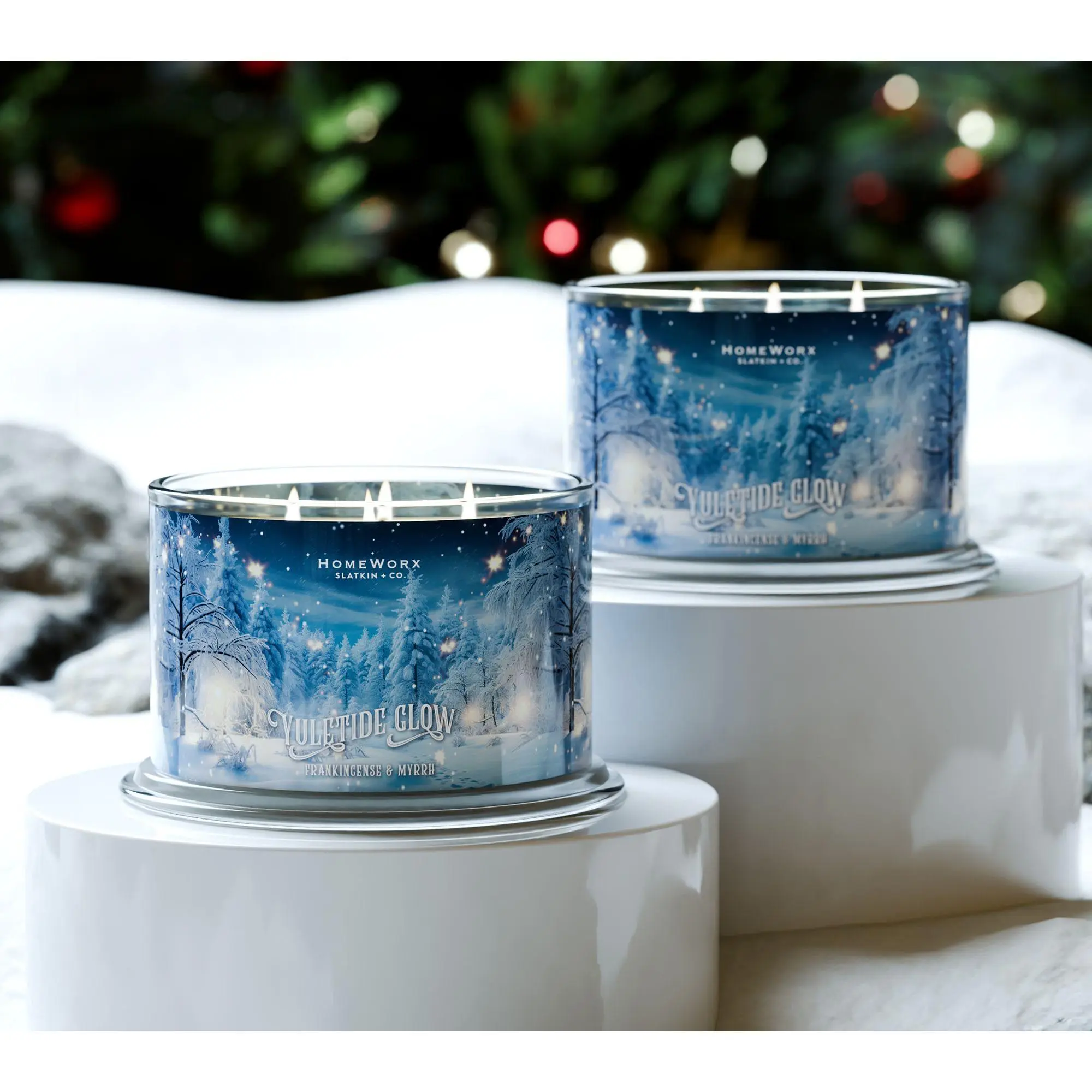 HomeWorx by Slatkin + Co. S/2 18oz. Yuletide Glow Candles