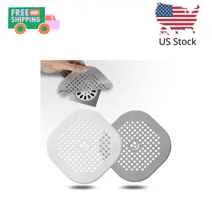2 Pack Drain Hair Catcher Silicone Drain Protector Hair Stopper White Grey