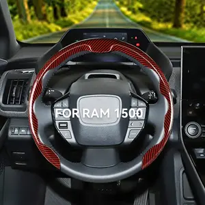 car bracket Car Steering Wheel Cover For Dodge RAM1500 14.5 "-15" Carbon Fiber Car Steering Wheel Cover Red