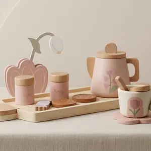 Wooden Tea Party Set for Kids – Montessori Pretend Play | Afternoon Tea Toy with Teapot & Cups | Play Kitchen Accessories | Ages 3+ | Birthday Gift for Girls
