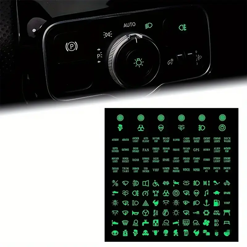 2026 New 1pc Luminous Car Sticker Instrument Panel Buttons Stickers PVC Truck Decoration Rocker Switch Label Circuit Decal Auto Interior