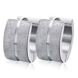 Male and female earrings made of 4MM titanium alloy, black double row minimalist brushed stainless steel earrings, gold nugget earrings