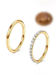 Rhinestone Decor Nose Ring, Earrings, Stainless Steel Nose Ring, Nose Piercing Jewelry, Fashionable Body Jewelry for Women & Men, Trendy All-match & Exquisite Jewelry for Birthday Gift