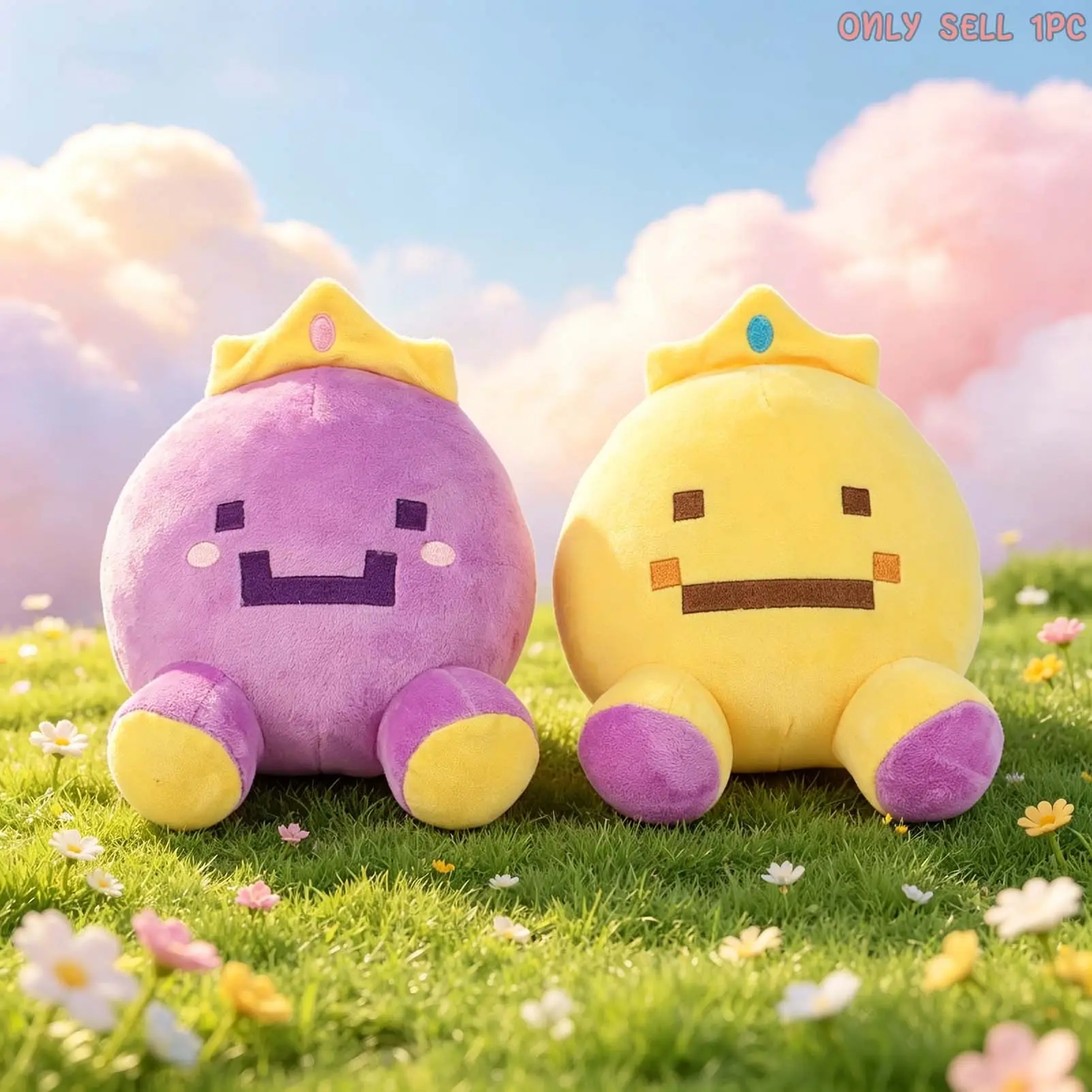 15cm/5.9in Wemmbu & Zam Plush Toys, Soft Adorable Stuffed, Crown Shaped Stuffed Dolls, Soft Plush Pillow for Kids Teens, Game Pixel Style Plushies, Gift for Game Fans, Soft Cuddly Gift, Home Decor, Collectible Game Character Stuffed Animals