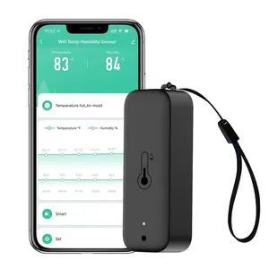 WiFi Thermometer Hygrometer: Intelligent Temperature Humidity Sensor with App Remote & Data Export, Indoor Temperature Humidity Monitor Compatible with Alexa (1Pack-Black)