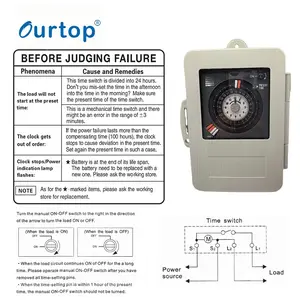 TB-330/TB-330R 30A 250VAC Black Mechanical Timer Switch Din Rail Programmable Timer switch Time Controller