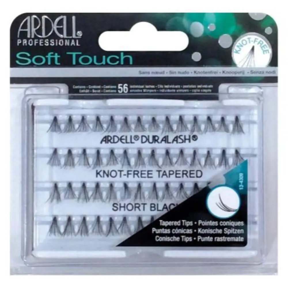 Ardell Soft Touch Individual Lashes, Knot-Free & Permanently Curled Extensions for a Natural Look, Waterproof, Short Length, Black, Cosmetic, Eyelash Extensions, Curved, Long Lasting