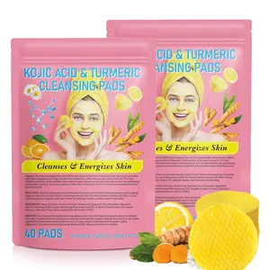 Turmeric Kojic Acid Cleansing Pads, 80 pcs — Kojic Acid and Turmeric Cleansing Pads with Vitamin B5, Vitamin C, and sugar for the face
