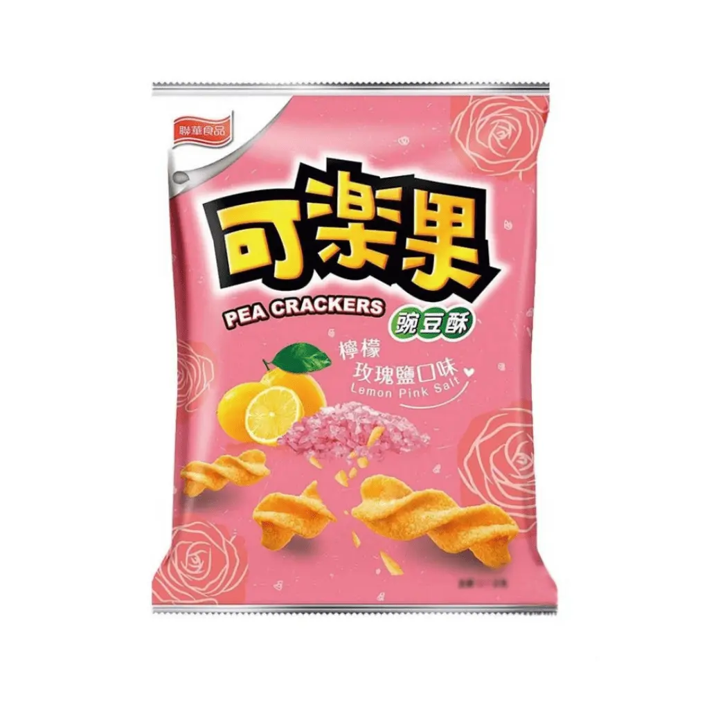 Koloko Pea Crackers - Lemon Himalayan Pink Salt Flavor, 48g Ambient Crisps & Puffed Snacks, 40% Peas Content, Bitesized Zesty Salty Citrus-Infused Factory-Packaged Snacks