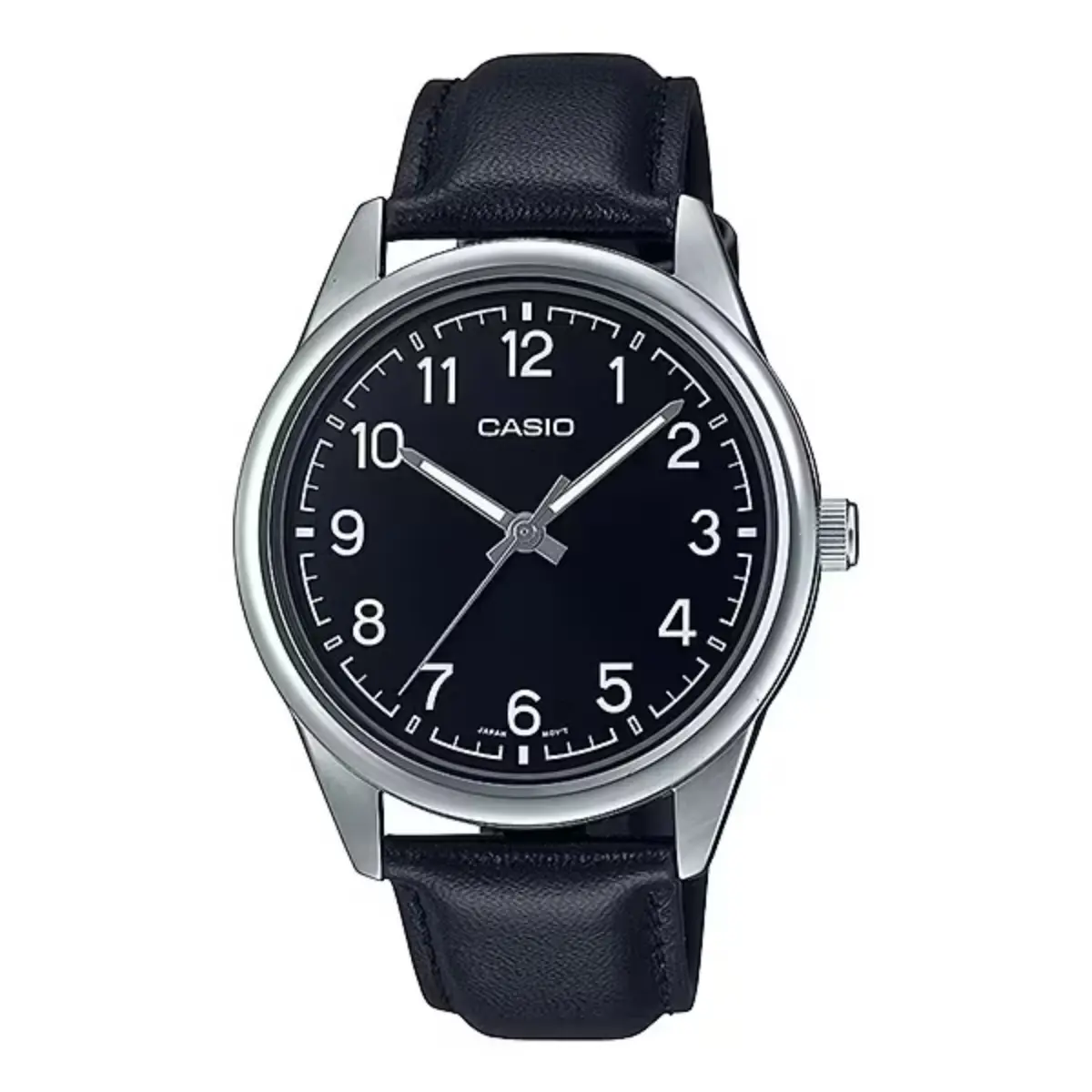 Casio Men’s Black Leather Watch with Black Dial - MTP-V005L-1B4UDF