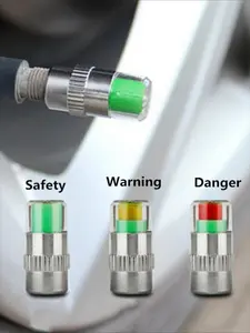 4PCS Accurate Car Tire Pressure Monitoring Kit Tyre Pressure Tester - Durable Copper Valve Caps with High-Precision Gauge and Advanced Warning System for Safe Driving Experience
