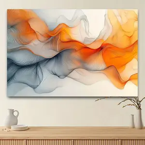 1pc Super Large Abstract Wave Tapestry - Vibrant Orange, White, and Gray Polyester Wall Hanging for Living Room, Bedroom, or Party Decor, 59x39 Inches, Party Backdrop | Modern Wall Art | Smooth Texture, Abstract Wall Art