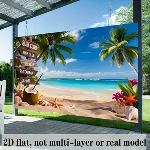 Tropical Hawaiian Beach Theme Party Background Decoration, Polyester Banner Decor, Home Room Wall Decor, Photo Prop, Outdoor Banners, Uk