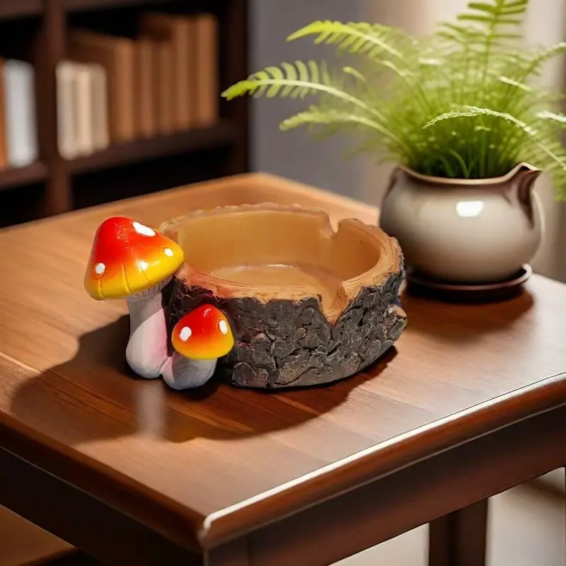 Mushroom Fun Ashtray Outdoor Ashtray Cute Cigarette Ashtray Home Office Porch Patio Decor Decorative Ornaments Nature Ornaments Statue Collectible Figurine Indoor Outdoor Ashtray Ornament