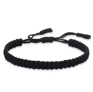 Black Tibetan Buddhist Bracelets for Women Men Handmade Braided Rope String Lucky Protection Wristbands Prayer Family Couple Jewelry