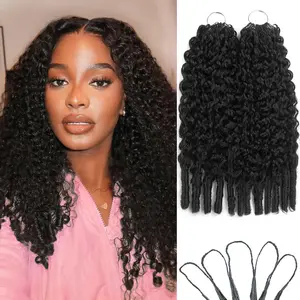 Burmese Curly Crochet Hair For Black Women Curly Feather Crochet Human Hair Pre-Separated Crochet Hair, Time-Saving,Premium Reusable Crochet Human Hair, Natural Black,No Tangle