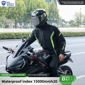 Motorcycle riding raincoat rain pants set Xinnuo split raincoat whole body rainstorm proof men's model with waterproof shoe cover fleece cotton Red