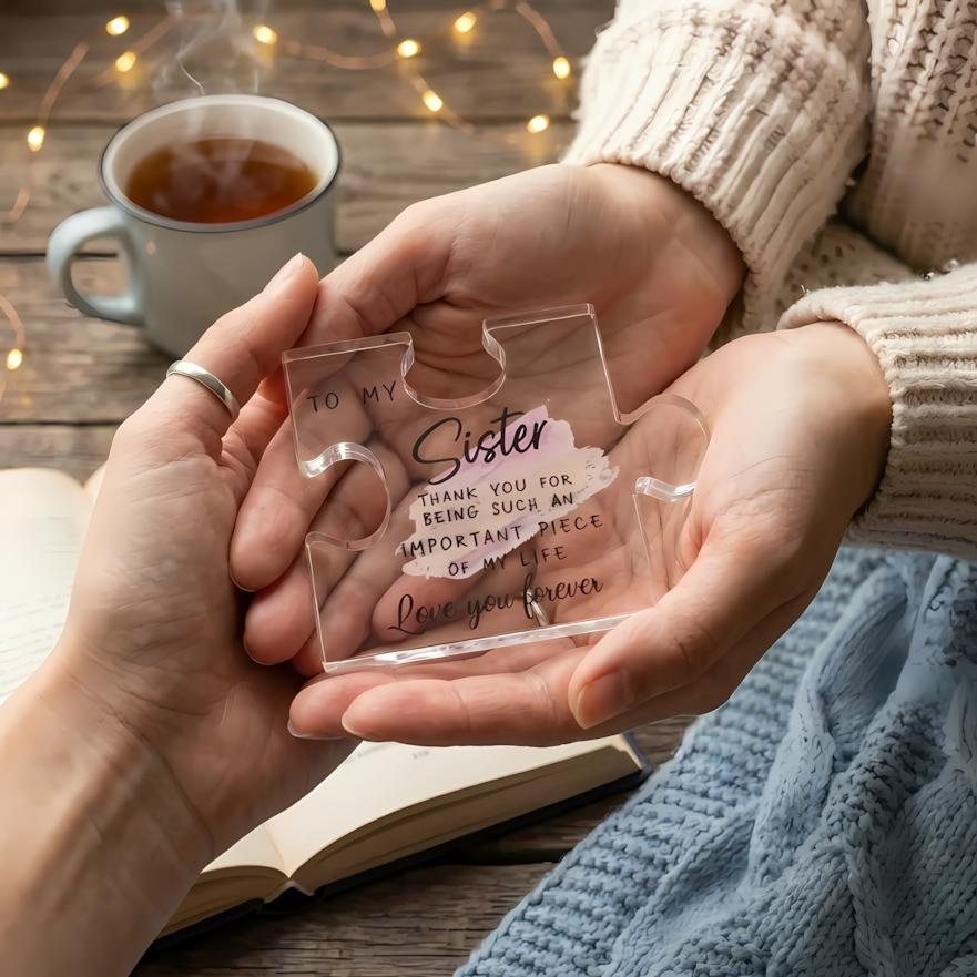 Acrylic Puzzle Plaque for Sisters, Heartfelt Friendship Keepsake, Photo Prop Decor for Best Friends, Thoughtful Gift for Birthdays, Weddings & Holiday Season
