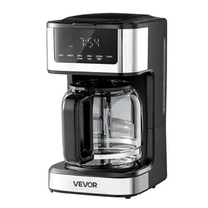 VEVOR Programmable Coffee Maker, 12 Cup Programmable Drip Coffee Makers with Touch Screen, 4-Hour Keep Warm Coffee Makers Drips, 2 Brew Strengths Drip Coffee Machine for Home, 24-Hour Programmable