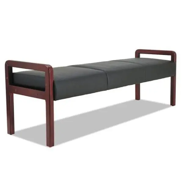 Alera WL Series Reception Lounge Bench - Black & Mahogany, Waiting Room & Conference Use, Generously Sized Seating Surface, 22.87" H x 65.75" W x 22.25" D, 59.52 lbs